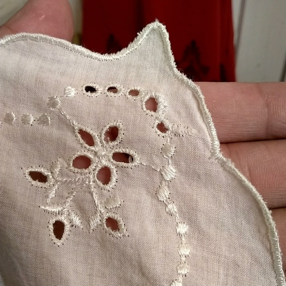 SOLD VTG 80s Denim & Eyelet Lace Wrap Dress Sz10P - Picture 6 of 8